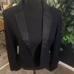 WILLI SMITH BLACK CROPPED TUXEDO BLAZER